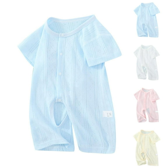 Bovxnpu Baby Girl Bodysuit, Infant Baby Cotton Bodysuits, Children's Solid Color Jumpsuit Baby Short Sleeved Breathable Bag Fart Clothes 0 Month