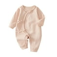 thumbnail image 1 of Bovxnpu Baby Girl Bodysuit, Infant Baby Cotton Bodysuits, Male And Female Babies Bodysuit Solid Color Button Long Sleeved Round Neck Jumpsuit 6 Months, 1 of 4