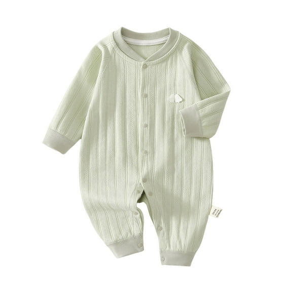 Bovxnpu Baby Girl Bodysuit, Infant Baby Cotton Bodysuits, Male And Female Babies Bodysuit Solid Color Button Long Sleeved Round Neck Jumpsuit 1 Year