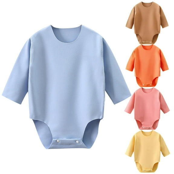 Bovxnpu Baby Girl Bodysuit, Infant Baby Cotton Bodysuits, New Baby Comfortable Solid Color Long Sleeved Crawling Clothes 0 Month