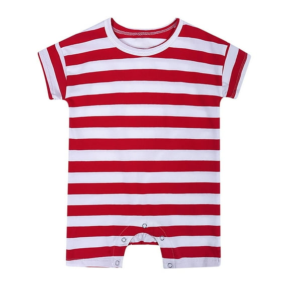 Bovxnpu Baby Girl Bodysuit, Infant Baby Cotton Bodysuits, Toddler Kids Girls Boys Short Sleeve Stripe Print T-Shirt Jumpsuit Romper 9 Months