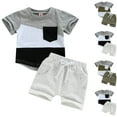 thumbnail image 1 of Bovxnpu Boys 2 Piece Outfits, Boy Short Set Cute T-Shirt Shorts, Boys' Casual Short Sleeve Turndown Collar Botton Solid Short Pants Sets 2 Years, 1 of 4