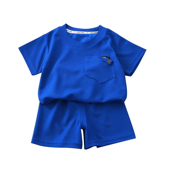 Bovxnpu Boys Girls 2 Piece Outfits, Girl Short Set Cute T-Shirt Shorts, Solid Color Comfortable Short Sleeve Round-Neck Blouses And Shorts Sets For Kids 2-3 Years