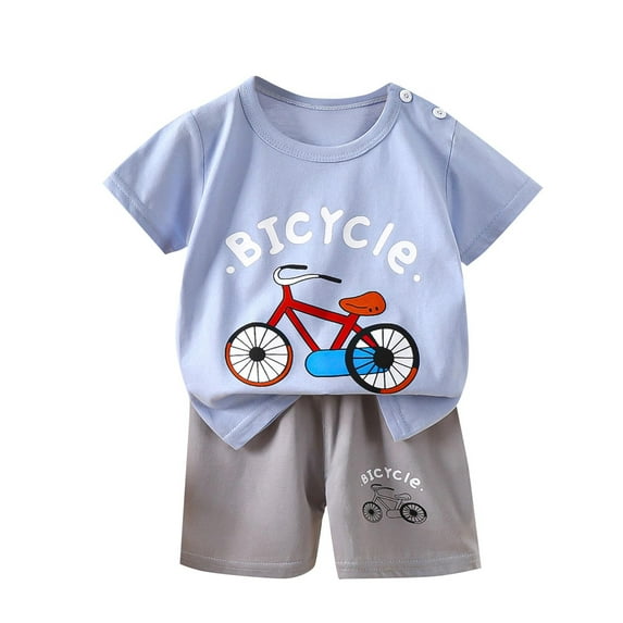 Bovxnpu Boys Girls 2 Piece Outfits, Girl Short Set Cute T-Shirt Shorts, Summer Thin Round Neck Short Sleeved Set Home Clothes Cute Printed T-shirt+shorts 18 Months