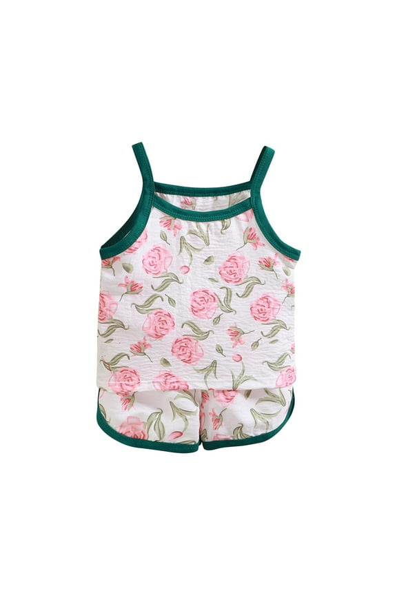 Boys Girls 2 Piece Outfits, Girl Sleeveless Tee T Shirt Tank Top Shorts, Children's Sleeveless Camisole Top Loose Shorts Casual Two-piece Set 2 Years