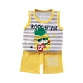 thumbnail image 1 of Bovxnpu Boys Girls 2 Piece Outfits, Girl Sleeveless Tee T Shirt Tank Top Shorts, Children's Sleeveless Round Neck Top Elastic Waist Shorts Casual Set 18 Months, 1 of 3