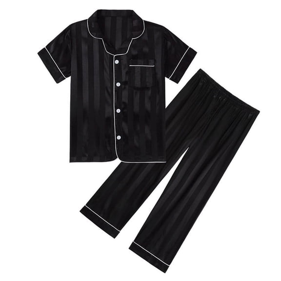 Bovxnpu Boys Girls Satin Pajamas Sets, Toddler Girls Button-Down Sleepwear 2 Piece Loungewear Set, Long Sleeved Trousers Printed Children's Home Clothes Suits 13 Years