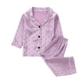 thumbnail image 1 of Bovxnpu Boys Girls Satin Pajamas Sets, Toddler Girls Button-Down Sleepwear 2 Piece Loungewear Set, Solid Color Long Sleeved Home Wear Clothes Suit 5 Years, 1 of 7