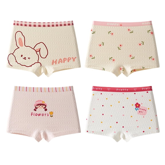 Bovxnpu Boys Girls Underwear Toddler Panties, 4PC Girls Cotton Boxers Briefs, Children's Underwear Cotton Flat Corner Pants Summer Thin Style Underwear 3 Years