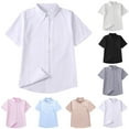 thumbnail image 1 of Bovxnpu Kids Summer Tops, Toddler Boys' Button Down Shirt, 10-16 Years Middle Aged Children's Casual Solid Color Pocket Button Short Sleeved Lapel Top/shirt M, 1 of 4