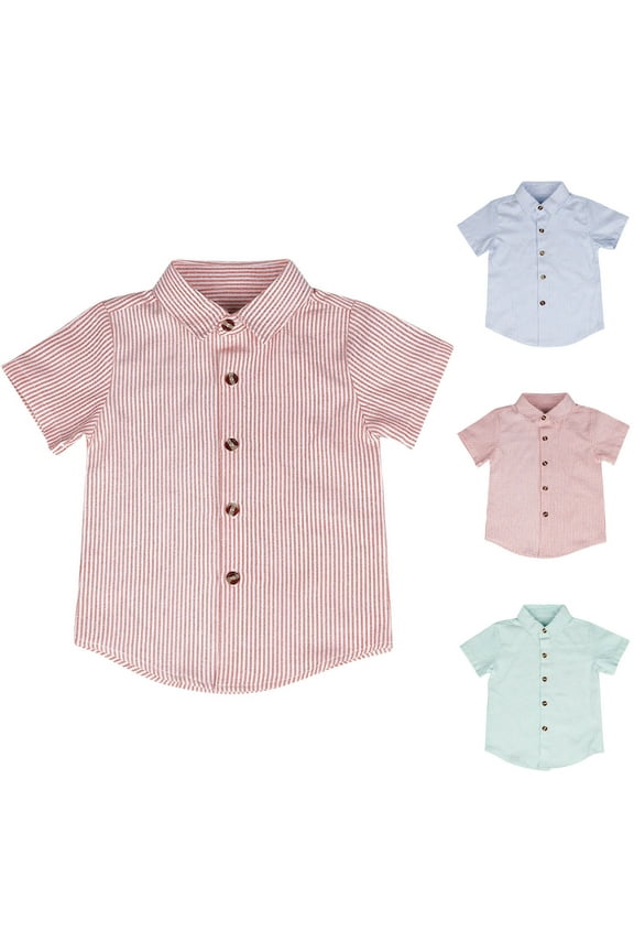 Kids Summer Tops, Toddler Boys' Button Down Shirt, Kids Short Sleeve Graphic Solid Thin Shirt Casual Children's Short Sleeved Shirt 5 Years