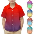 thumbnail image 1 of Bovxnpu Kids Summer Tops, Toddler Boys' Button Down Shirt, Toddler Kids Boys Girl Fashion Cute Gradient Print Short Sleeves Casual School Uniform Top Shirt 3 Years, 1 of 8