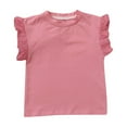 thumbnail image 1 of Bovxnpu Kids Summer Tops, Toddler Girls Casual T Shirt, Children Solid Color Loose Girl Ruffle Sleeve Round-Neck Blouses Western Style Top 7-8 Years, 1 of 3