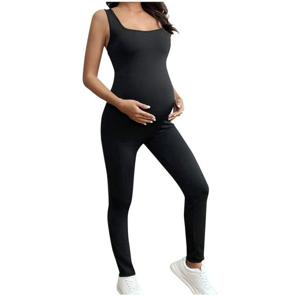 Bovxnpu Maternity Clothes For Women, Women's Maternity Sleeveless Jumpsuit Romper, Women's Sleeveless Jumpsuit Pants Tight Fitting Casual Maternity Pants S