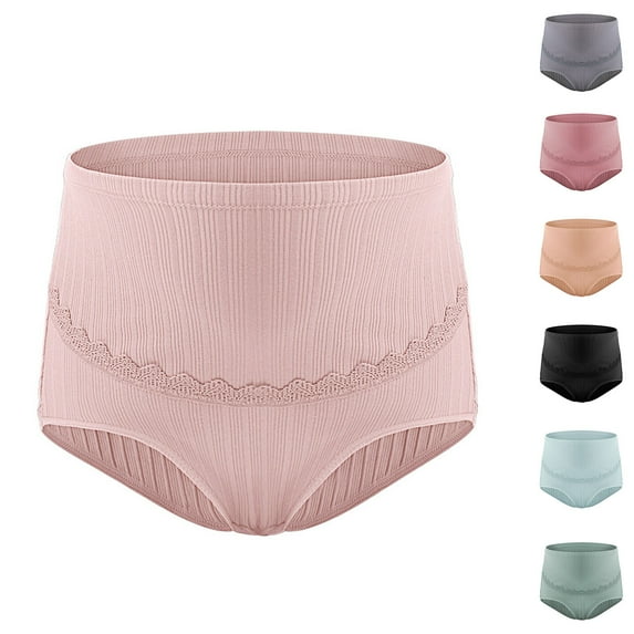 Bovxnpu Maternity Underwear Pregnancy Postpartum Panties, Over The Bump Brief Panties, Lace Abdomen Mid-rise Waist And Hip Lift Breathable Underwear Briefs L