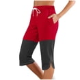 thumbnail image 1 of Bovxnpu Plus Size Pants For Women, Capris Pants for Women Casual Cropped Pants With Pocket, Women Solid Printing Elastic Waist Sports Casual Capris Pants XXL, 1 of 6