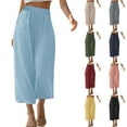 thumbnail image 1 of Bovxnpu Plus Size Pants For Women, Capris Pants for Women Drawstring Cropped Pants With Pocket, Fashion Womens Casual Solid Color Loose Pants Capris With Pocket S, 1 of 7