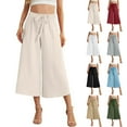 thumbnail image 1 of Bovxnpu Plus Size Pants For Women, Capris Pants for Women Wide Leg Loose Drawstring Cropped Trouser Flowy Pants, Women's Cropped Pants Loose Wide Leg Pants L, 1 of 6