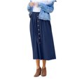 thumbnail image 1 of Bovxnpu Plus Size Skirts For Women, Women's High Waist A-Line Skirt Flared Midi Skirt, Women's Summer Casual Fashion Solid Color Fold Elastic Waist Button Skirt XL, 1 of 5