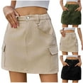thumbnail image 1 of Bovxnpu Plus Size Skirts For Women, Women's Mini Denim Skirt With Pocket Jeans Skirts, Women's Fashion Solid Color Elastic Waist Cowboy Cargo Skirt XXL, 1 of 6