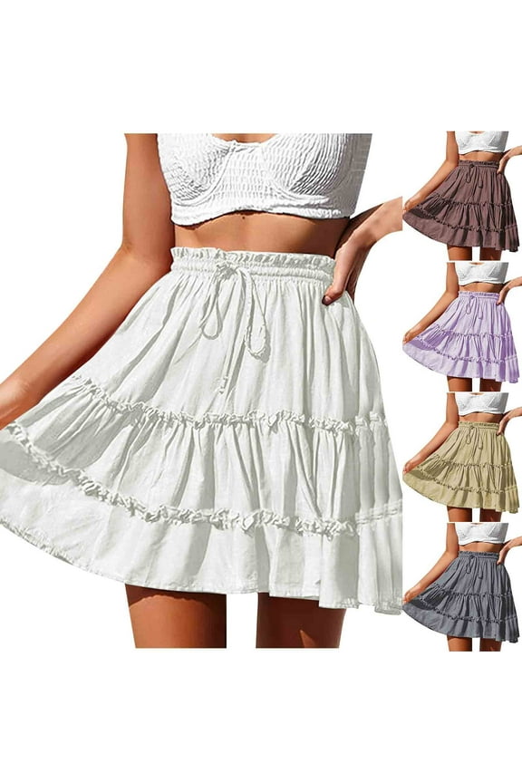 Plus Size Skirts For Women, Women's Stretchy Flared Casual Mini Skirt, Women's Fashion Casual Summer Printed Mid-Calf Skirt XXL