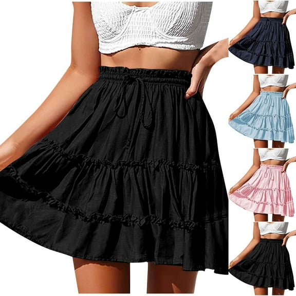 Bovxnpu Plus Size Skirts For Women, Women's Stretchy Flared Casual Mini Skirt, Women's Fashion Casual Summer Printed Mid-Calf Skirt XXL