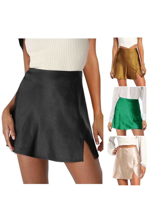 Plus Size Skirts For Women, Women's Stretchy Flared Casual Mini Skirt, Women's Fashion Solid Color High Waist And Tight Mid-Calf Skirt M