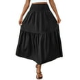thumbnail image 1 of Bovxnpu Plus Size Skirts For Women, Womens Long Maxi Skirts High Waist A Line Casual Skirts, Fashion Women Casual Summer Solid Elastic Waist Ankle Skirt XL, 1 of 5