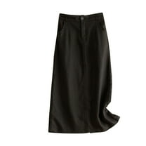 Bovxnpu Plus Size Skirts For Women, Womens Long Maxi Skirts High Waist A Line Casual Skirts, Women's Versatile Summer Solid Color Retro-line Loose Casual Skirt L