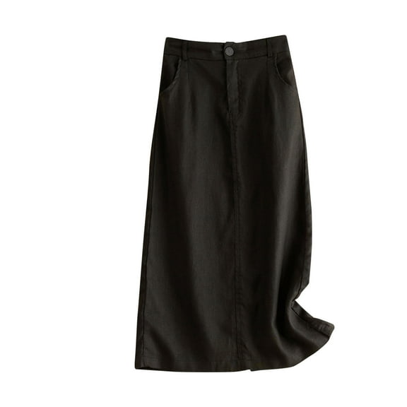 Bovxnpu Plus Size Skirts For Women, Womens Long Maxi Skirts High Waist A Line Casual Skirts, Women's Versatile Summer Solid Color Retro-line Loose Casual Skirt L