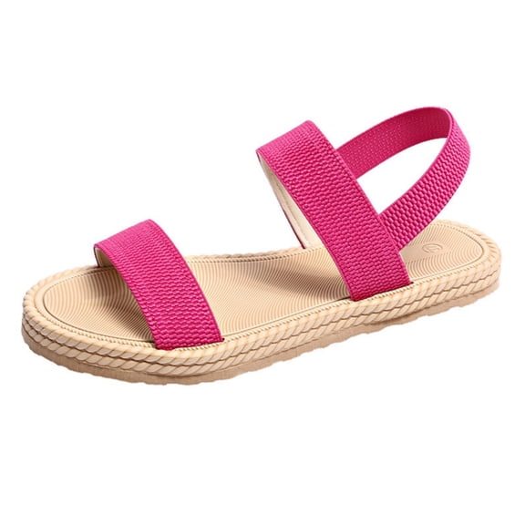 Bovxnpu Sandals for Women 2024,Open Toe Wedge Sandals for Women,Women's Large Size Retro Flat-bottomed Sandals Sandals With Elastic Or Feet Size 6