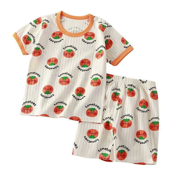 Bovxnpu Summer Boys Girls 2 Piece Outfits, Toddler Girls Casual Clothing Set, Toddler Kids Short Sleeve Shorts Casual Loungewear Thin Home Clothing 6 Years