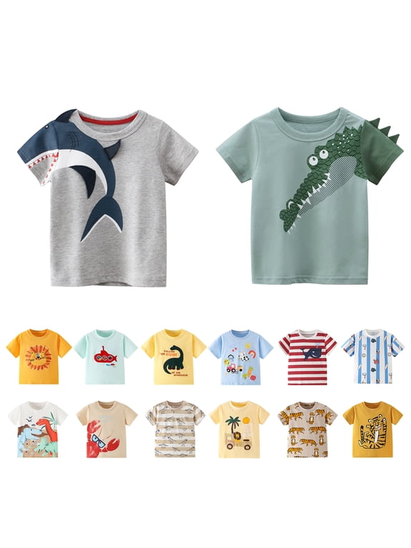 Summer Boys Top, Toddler Boys Cotton T-Shirts, 1-10 Years Children's Short-sleeved T-shirt Boys Baby Clothes Summer Top Tees 3 Years