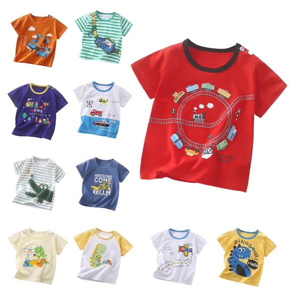 Bovxnpu Summer Boys Top, Toddler Boys Cotton T-Shirts, Printed Short Sleeves Men And Women T-shirts Summer Top Tees 1-3 Years