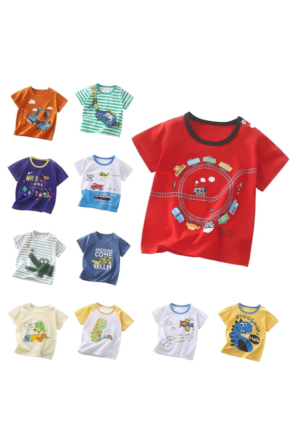 Summer Boys Top, Toddler Boys Cotton T-Shirts, Printed Short Sleeves Men And Women T-shirts Summer Top Tees 1 Year