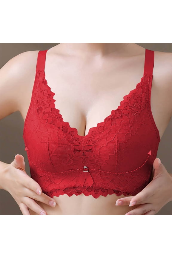 Summer Bras for Women, Womens Push Up Everyday Bras, Woman's Back Buckle Flower Lace Thin Style Ventilate Bra Without Steel Rim 36