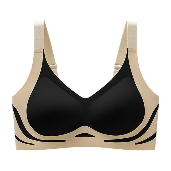 Bovxnpu Summer Bras for Women, Womens Push Up Everyday Bras, Women Fashion Seamless Contrast Sponge Underwear Soft Support Comfortable Breathable Fixed Cup Bra XL