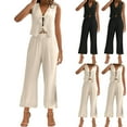 thumbnail image 1 of Bovxnpu Summer Casual Outfits For Women, 2 Piece Lounge Sets, Ladies' Spring/Summer Solid Color Casual Fashion Sleeveless Lace Up Tank And Pants Set Suits L, 1 of 7