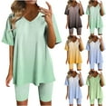 thumbnail image 1 of Bovxnpu Summer Casual Outfits For Women, 2 Piece Lounge Sets, Women Fashionable Loose Fitting Casual Printed Shorts Short Sleeved-Neck Blouses Sets XXL, 1 of 5