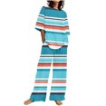 thumbnail image 1 of Bovxnpu Summer Casual Outfits For Women, 2 Piece Lounge Sets, Women's Casual Short Sleeved Round Neck Top/Loose Straight Tube With Pocket Long Pants Set XXXL, 1 of 5