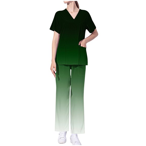 Bovxnpu Summer Casual Outfits For Women, 2 Piece Lounge Sets, Women's Short Sleeved Solid Color Pocket Protective Suit Set Short Sleeved V-neck Top/shirt Set XL