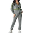 thumbnail image 1 of Bovxnpu Summer Casual Outfits For Women, Oversized Lounge Sets 2 Piece Outfits Sweatsuit, Solid Color Combination With Casual Long Sleeve Trousers Hoodie Set M, 1 of 5