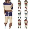 thumbnail image 1 of Bovxnpu Summer Casual Outfits For Women, Oversized Lounge Sets 2 Piece Outfits Sweatsuit, Women's Loose Printed Long Sleeved Round Neck Drawstring Casual Set XL, 1 of 6