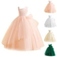 thumbnail image 1 of Bovxnpu Summer Girls Dresses, Flower Girl Lace Long Princess Dresses, Girls' Formal Dress Sleeveless Sloping Shoulder Solid Color Mesh Skirt 12 Years, 1 of 5