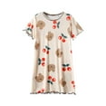 thumbnail image 1 of Bovxnpu Summer Girls Dresses, Girls Casual Dress Nightgowns Loungewear, Fashion Girls Summer Ice Silk Short Sleeved Round Neck Ice Silk Home Skirt Nightgown 5 Years, 1 of 3