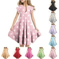 thumbnail image 1 of Bovxnpu Summer Girls Dresses, Girls Midi Flowy Casual Dresses With Pocket, Girls' Summer Short Sleeved Flying Sleeve Dress With Round Neck And Pockets 10 Years, 1 of 6