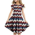 thumbnail image 1 of Bovxnpu Summer Girls Dresses, Girls Midi Flowy Casual Dresses With Pocket, Independent Day Girls' Short Sleeve Ruffled Pockets Round-Neck Printed Dress 6 Years, 1 of 5