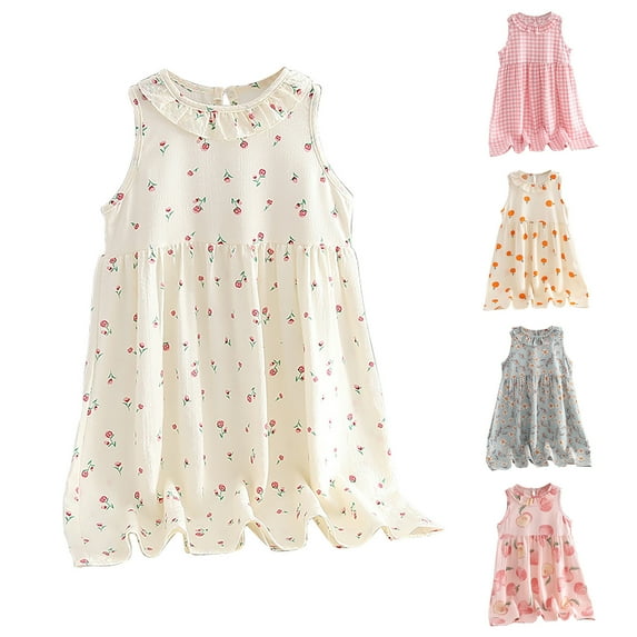 Bovxnpu Summer Girls Dresses, Girls Tank Play Dress Casual Sundress, Toddler Girls Sleeveless Dress Graphic Print Flying Sleeve Dress 13 Years