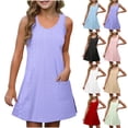 thumbnail image 1 of Bovxnpu Summer Girls Dresses, Girls Tank Play Dress Casual Sundress, Toddler Kids Girls Cute Solid Color Stretchy Camisole Sleeveless Pocket Dress A Line Dress 9 Years, 1 of 4