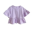 thumbnail image 1 of Bovxnpu Summer Girls Top, Toddler Girls Cotton T-Shirts, Children Solid Color Loose Ruffle Sleeve Round-Neck Blouse Western Style Top Summer Top Tees 4-5 Years, 1 of 4